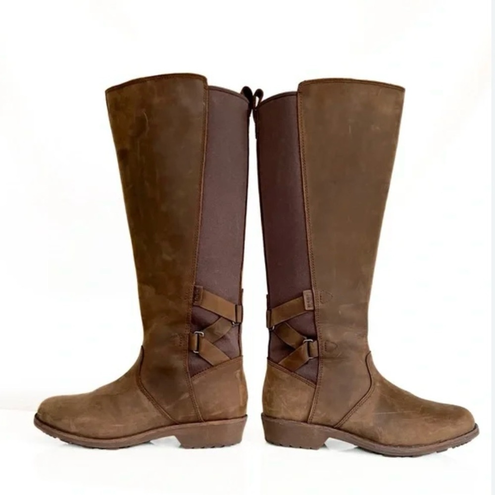 Teva Ellery tall waterproof leather Women's Brown Riding Boots size 8.5